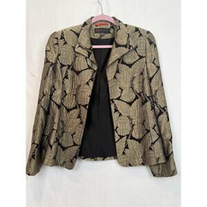 Nina McLemore Gold Leaf Brocade Jacket Sz 8 Silk Lined USA Made Luxury
